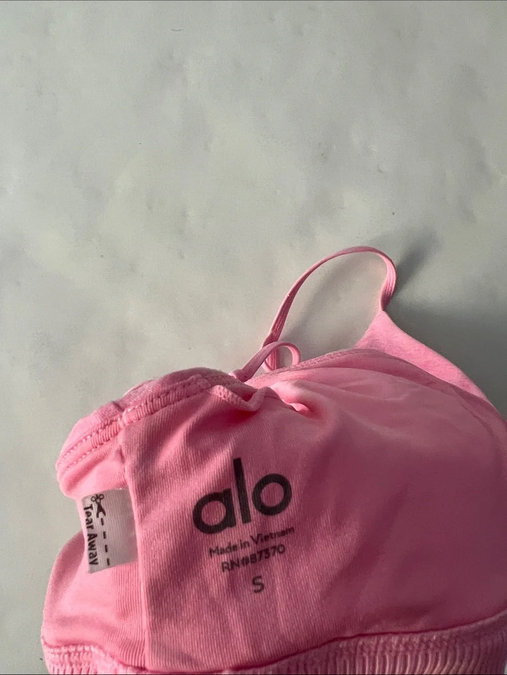 ALO YOGA Alosoft Lavish Sports Bra Macaron Pink Heather Size Small